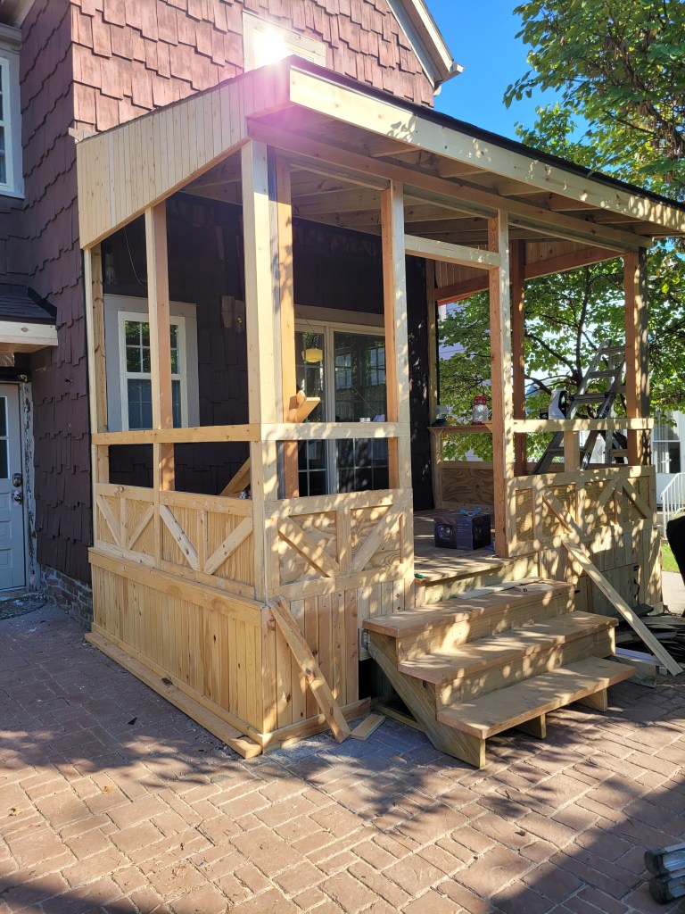 Roof framing work on residential addition